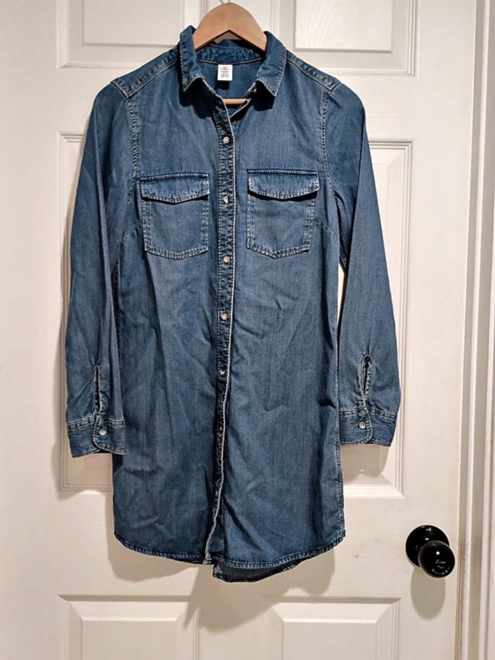 Women's & DENIM Chambray High Low Knee Length Dress Size 2